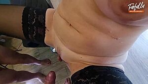 blindfolded wife milf threesome bent over doggystyle facial cumshot