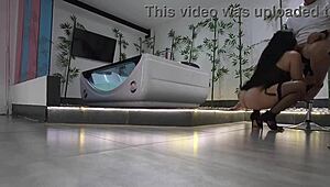 damn this sexy colombian loves sucking and fucking at the hotel first part