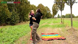 outdoor foot slave worships and gets facesat by dominant voyeur