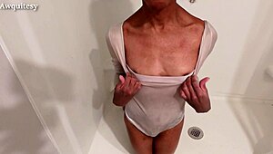 trans gymnast sissy fembot squirts motor milk in acrobatic bikini cosplay frenzy