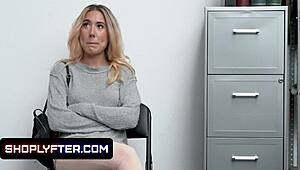 Ready to watch tiny blonde teen thief paisley bennett get dominated and fucked hard doggystyle by the big dick security guard?