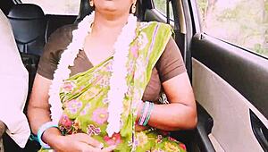 indian aunty with huge natural tits fucks eng boy on long drive dirty talk