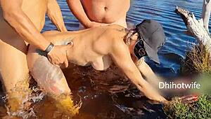 dhihotwife slut takes two cocks rio public fat latina ass