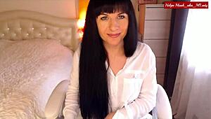 helga muah mlady rips white shirt exposes black lingerie teases perky small tits clit