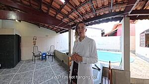 reporter caught trespassing strips naked outdoors heels ripped clothes pov