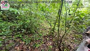 thai teen foraging in forest suddenly flashes her wet pussy up close