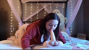 Horny bbw milf masturbates fat pussy and saggy tits with dildo vibrator