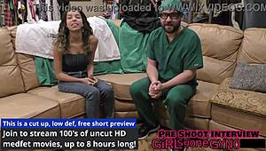 aria nicole spreads hairy pussy for doctor tampa's latex glove fetish fuck behind new camera