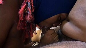 Mind-blowing ebony ski mask slut gives sloppy deepthroat cum swallow? 