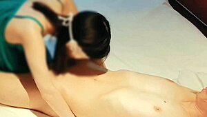 Slim wife in green lingerie sucks cock dry homemade!