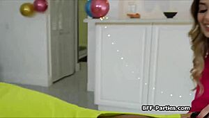 we catch the nerd stroking his cock and drag him into teen foursome blowbang