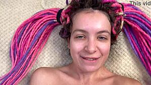 damn this alternative teen's big pussy lips quiver in pov missionary as i cum on her ponytail face after dirty talk