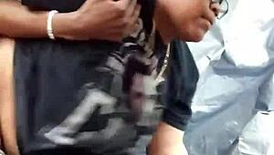 Nerdy ebony MILF's FAT ASS gets POUNDED in public park