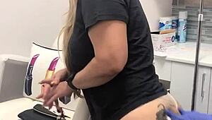 Blonde Tattoo Client Gets Butt Injection at Spa Session 2