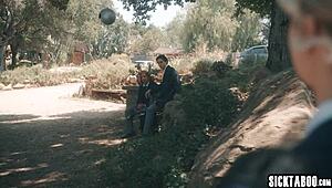 Big ass blonde teen Lexi Lore takes threesome double penetration and sloppy deepthroat