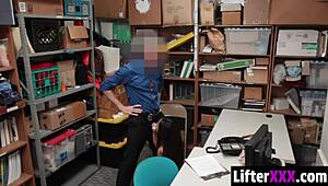 Officer Fucks Shoplifter's Tight Asian Pussy in Garage as Punishment