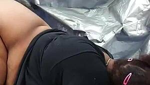 Nerdy ebony MILF's FAT ASS gets POUNDED in public park