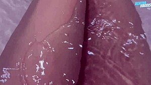Cute Petite Teen Masturbates Wet Pussy and Small Tits in Bathroom