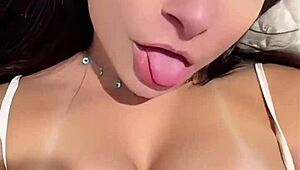 Your sexy girlfriend dirty talks to relax you in bed