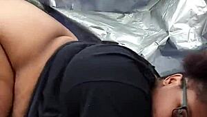 Nerdy ebony MILF's FAT ASS gets POUNDED in public park