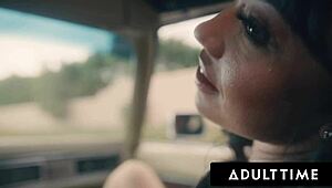 god, little puck's big tits get pounded doggystyle in parking lot while cuck hubby watches!