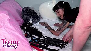 Aurora Anarchy's Tattoo Sparks Stepdad's Bent-Over Doggystyle Pounding and Creampie