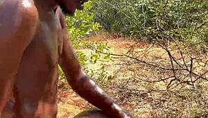 Homemade Ebony Couple Rips Clothes for Outdoor Creampie