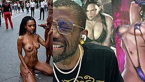 cum-covered ebony slut double penetrated publicly pov dildo tease