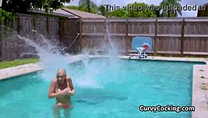 mysterious oily bikini babe kay lovely grinds monster cock poolside with huge natural tits