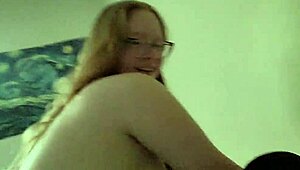 white nerdy glasses girl bounces on big black cock in bedroom bliss