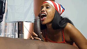 Mixed yella bone milf's big ass and wide hips take bbc doggystyle pounding