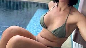 i can't resist this juicy milf teasing by the pool... he pounds her hard!