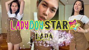 pov thai shemale ladyboy bent over takes rough doggystyle pounding
