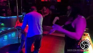 curvy blonde bound in lingerie at swingers house for bdsm play