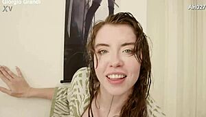 Michy Perez and Eden Ivy piss backstage before gangbang dp creampies