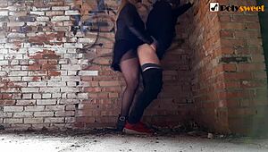 she pleasures guy rough outdoors public abandoned house boyfriend pegging intrigue