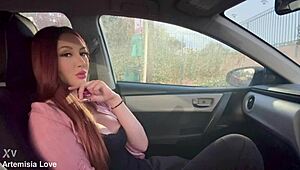 damn italian milf artemisia love smokes solo in car showing big tits fetish 🔥🚗💨