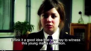 the bully meets frau kruger for cfnm outdoor oral punishment and public humiliation caning