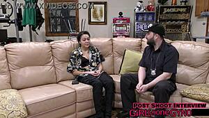 a second opinion on mara luv's shaved pussy tits and latex glove fetish backstage close-up