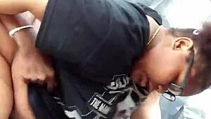 Nerdy ebony MILF's FAT ASS gets POUNDED in public park