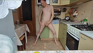 lanatuls rides her dildo hard in the kitchen moscow anal slut craving more