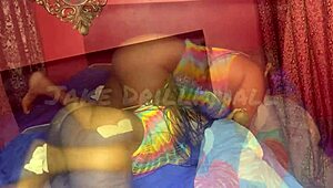 Two sexy African besties share wild threesome climaxing in huge cumshot over fat asses