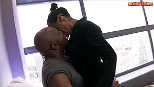 hot brunette with big ass gets fucked hard by stepdad in heels