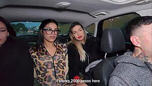 dude scores anal with three hotties on uber ride 🍑🔥😏