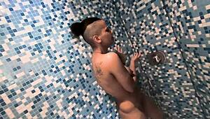 they sneak into the pool for a risky underwater plunge that turns into bareback fun