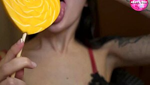 Pretty Tattoo Girl Teases Tight Spot With Big Rubber Toy