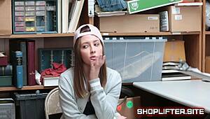 young shoplifter teen caught stealing gets blackmailed hard by store owner