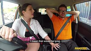 curvy fake driving student gulps instructor cum after big boobs cowgirl ride?