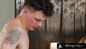 Pervert boy caught peeking under stepmom Richelle Ryan's dress, wanna facefuck her now?