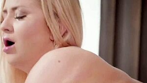 Blindfolded blonde Cayla L doggystyled hard before massive facial explosion